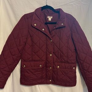 J. Crew Factory Red Puffer Jacket Quilted Design